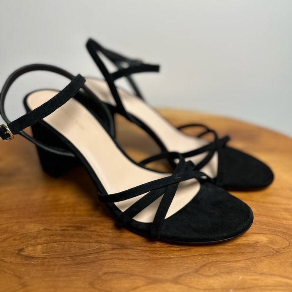 Stuart Weitzman Starla 75 Black Suede Strappy Slingback Heels Size 10 NWOB $450 - Picture 1 of 12